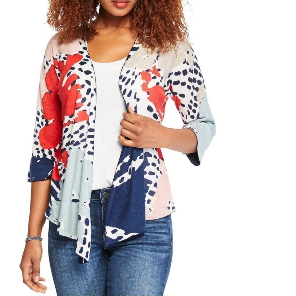 NIC+ZOE Art Scene 4 Way Linen-Blend Cardigan Size XL NWOT